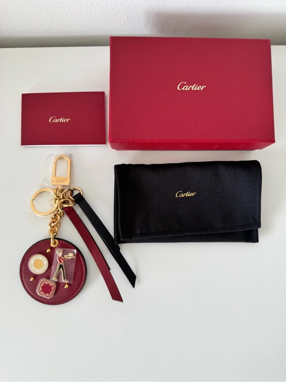 Diabolo De Cartier Medallion Key Ring, Calfskin red & Black, CROG000646